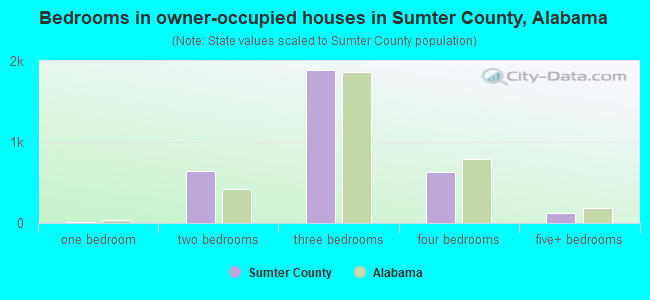 Bedrooms in owner-occupied houses in Sumter County, Alabama
