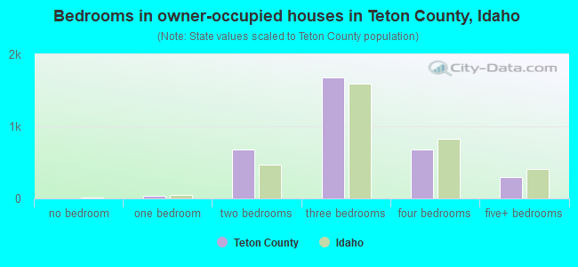 Bedrooms in owner-occupied houses in Teton County, Idaho