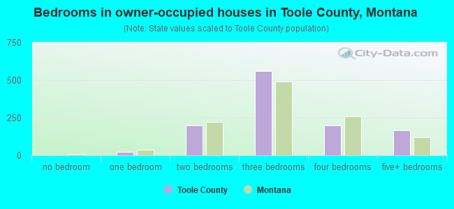 Bedrooms in owner-occupied houses in Toole County, Montana