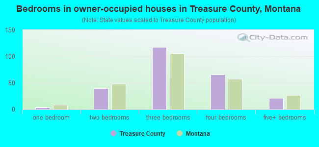 Bedrooms in owner-occupied houses in Treasure County, Montana