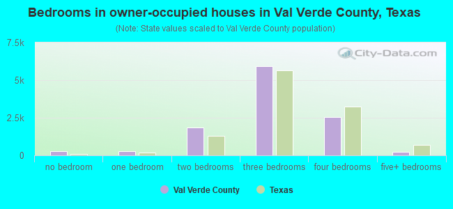 Bedrooms in owner-occupied houses in Val Verde County, Texas