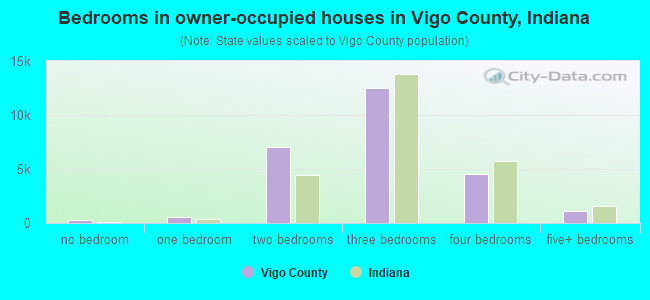 Bedrooms in owner-occupied houses in Vigo County, Indiana