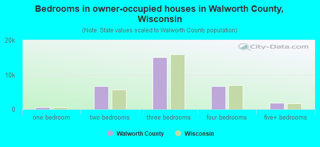 Bedrooms in owner-occupied houses in Walworth County, Wisconsin