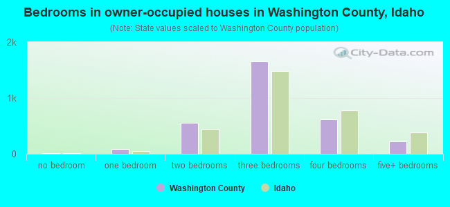 Bedrooms in owner-occupied houses in Washington County, Idaho