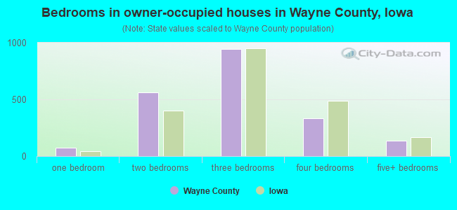 Bedrooms in owner-occupied houses in Wayne County, Iowa