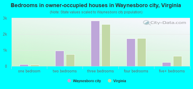 Bedrooms in owner-occupied houses in Waynesboro city, Virginia
