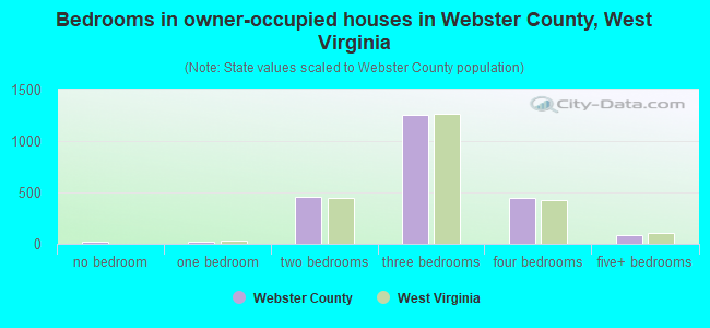 Bedrooms in owner-occupied houses in Webster County, West Virginia