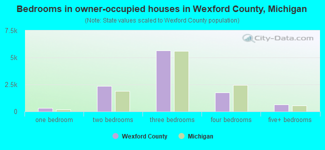 Bedrooms in owner-occupied houses in Wexford County, Michigan
