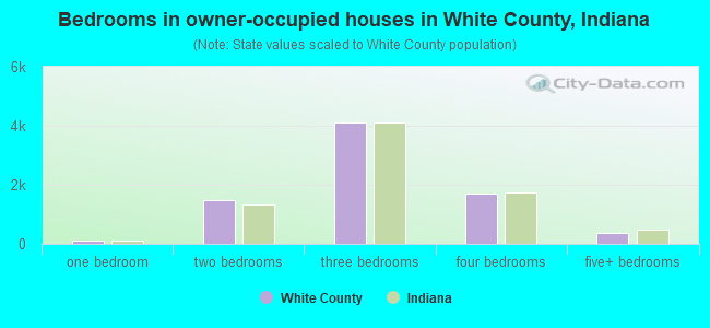 Bedrooms in owner-occupied houses in White County, Indiana