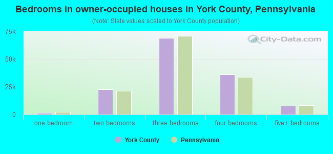 Bedrooms in owner-occupied houses in York County, Pennsylvania