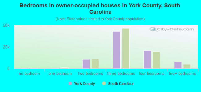 Bedrooms in owner-occupied houses in York County, South Carolina