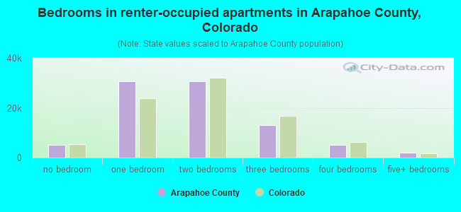 Bedrooms in renter-occupied apartments in Arapahoe County, Colorado