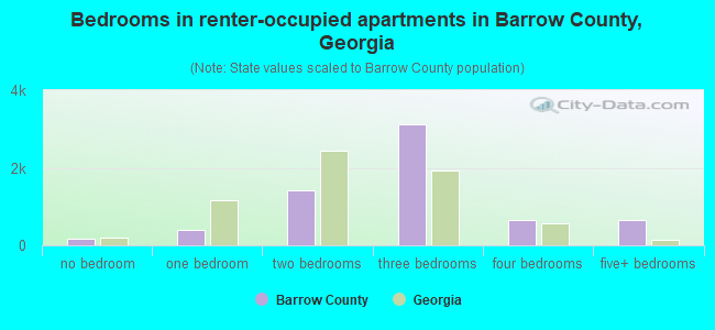 Bedrooms in renter-occupied apartments in Barrow County, Georgia