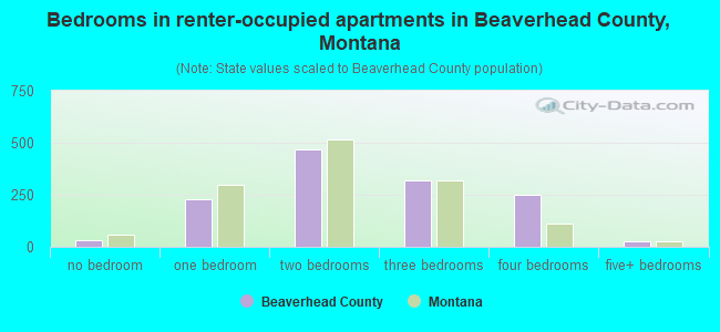 Bedrooms in renter-occupied apartments in Beaverhead County, Montana
