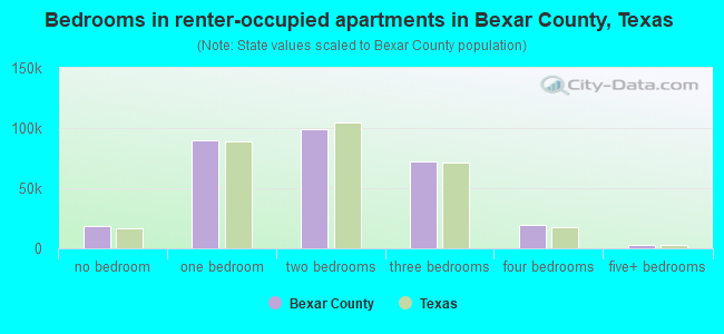 Bedrooms in renter-occupied apartments in Bexar County, Texas