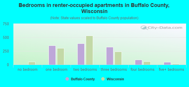 Bedrooms in renter-occupied apartments in Buffalo County, Wisconsin