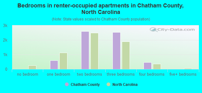 Bedrooms in renter-occupied apartments in Chatham County, North Carolina