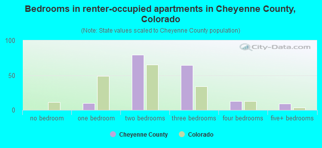 Bedrooms in renter-occupied apartments in Cheyenne County, Colorado