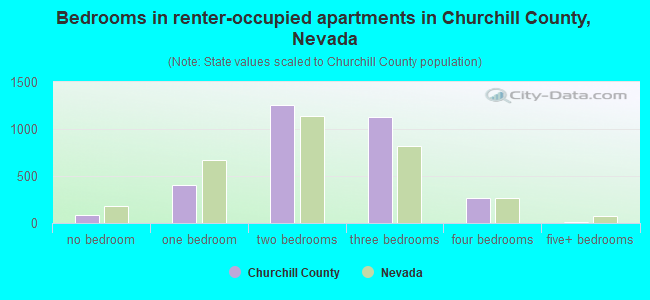 Bedrooms in renter-occupied apartments in Churchill County, Nevada