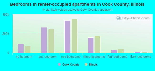 Bedrooms in renter-occupied apartments in Cook County, Illinois