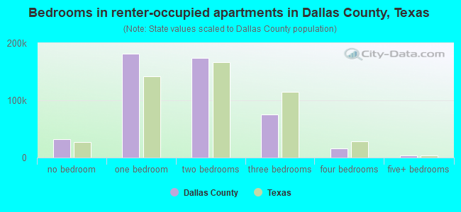 Bedrooms in renter-occupied apartments in Dallas County, Texas