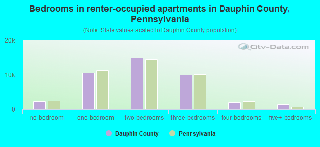 Bedrooms in renter-occupied apartments in Dauphin County, Pennsylvania