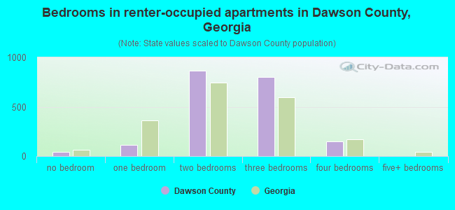 Bedrooms in renter-occupied apartments in Dawson County, Georgia