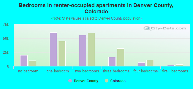 Bedrooms in renter-occupied apartments in Denver County, Colorado