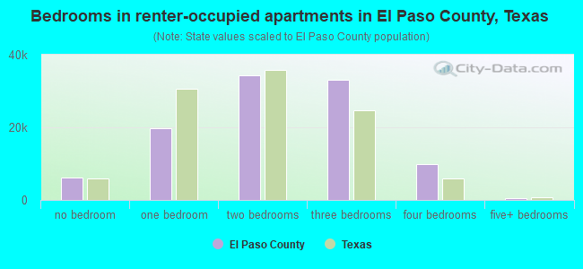 Bedrooms in renter-occupied apartments in El Paso County, Texas