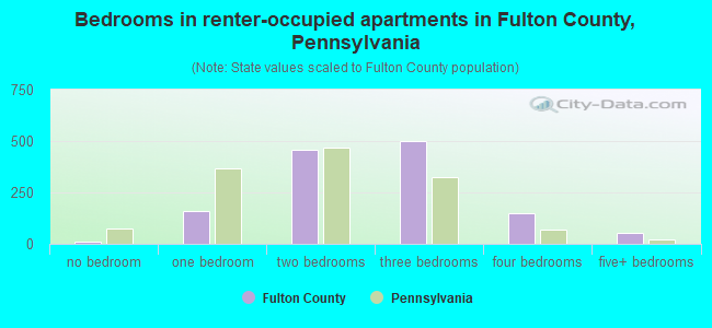 Bedrooms in renter-occupied apartments in Fulton County, Pennsylvania