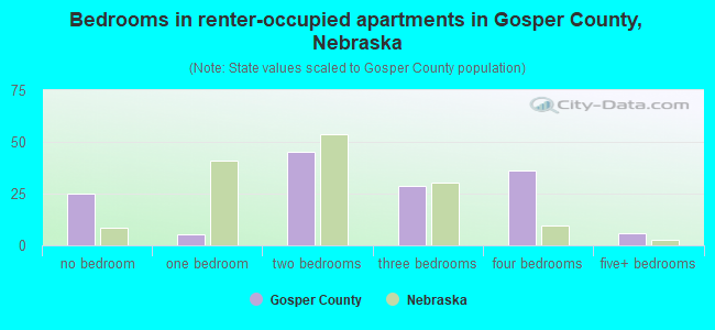 Bedrooms in renter-occupied apartments in Gosper County, Nebraska