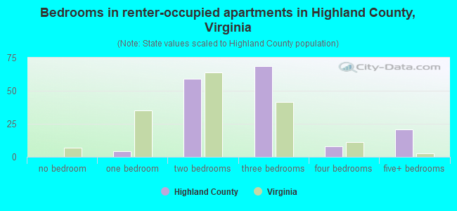 Bedrooms in renter-occupied apartments in Highland County, Virginia