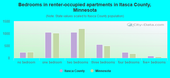 Bedrooms in renter-occupied apartments in Itasca County, Minnesota