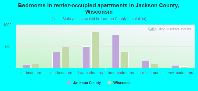 Bedrooms in renter-occupied apartments in Jackson County, Wisconsin