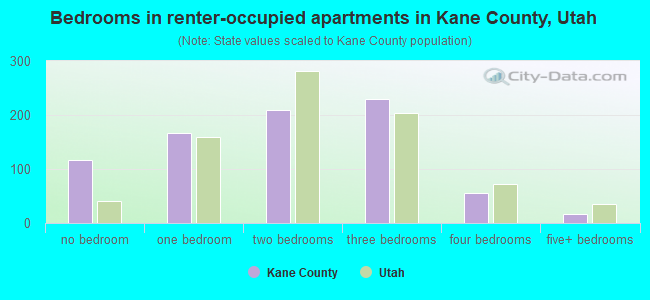 Bedrooms in renter-occupied apartments in Kane County, Utah