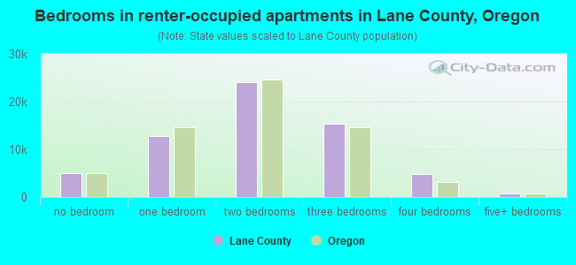 Bedrooms in renter-occupied apartments in Lane County, Oregon