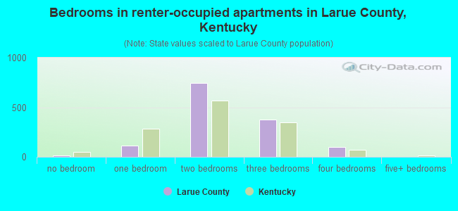 Bedrooms in renter-occupied apartments in Larue County, Kentucky