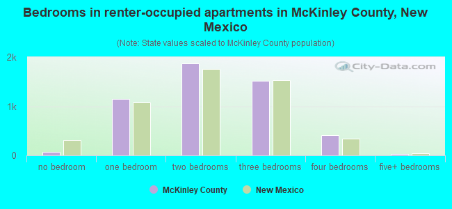 Bedrooms in renter-occupied apartments in McKinley County, New Mexico