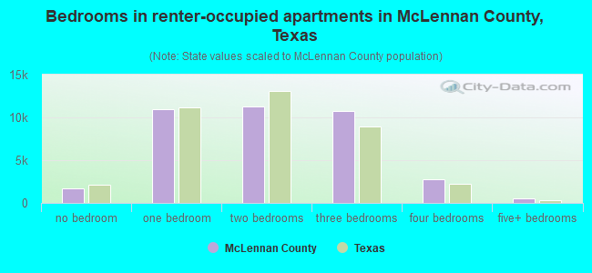Bedrooms in renter-occupied apartments in McLennan County, Texas