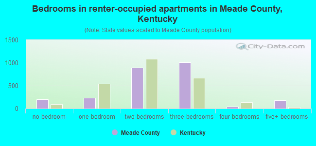 Bedrooms in renter-occupied apartments in Meade County, Kentucky