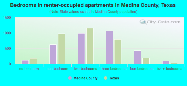 Bedrooms in renter-occupied apartments in Medina County, Texas