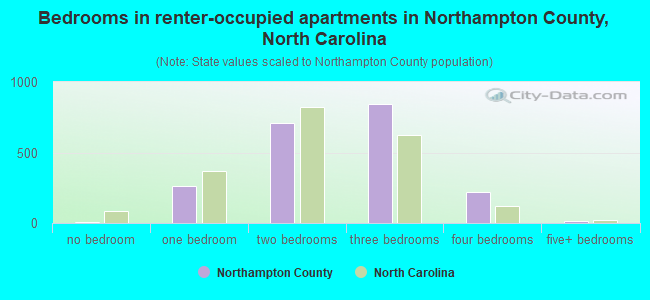 Bedrooms in renter-occupied apartments in Northampton County, North Carolina