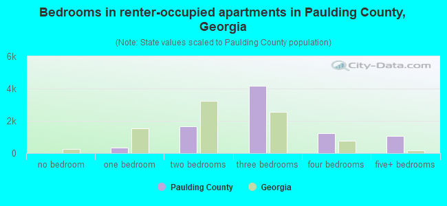 Bedrooms in renter-occupied apartments in Paulding County, Georgia