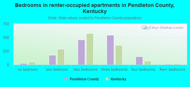 Bedrooms in renter-occupied apartments in Pendleton County, Kentucky