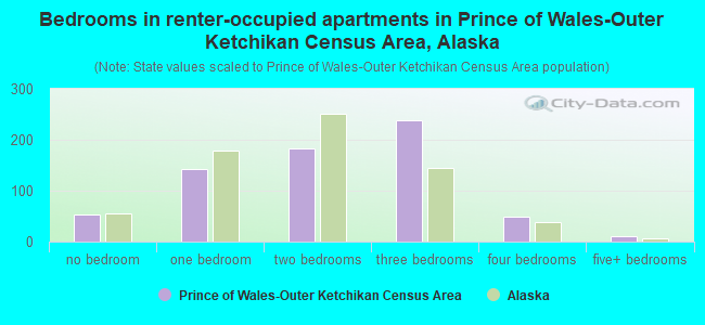 Bedrooms in renter-occupied apartments in Prince of Wales-Outer Ketchikan Census Area, Alaska