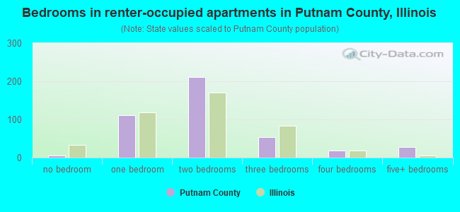Bedrooms in renter-occupied apartments in Putnam County, Illinois