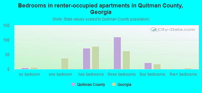 Bedrooms in renter-occupied apartments in Quitman County, Georgia
