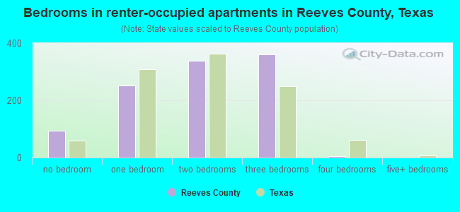 Bedrooms in renter-occupied apartments in Reeves County, Texas