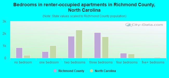 Bedrooms in renter-occupied apartments in Richmond County, North Carolina