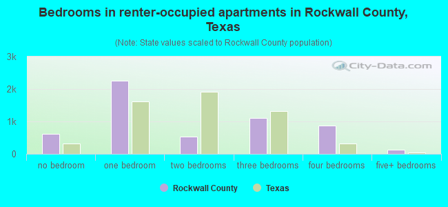 Bedrooms in renter-occupied apartments in Rockwall County, Texas